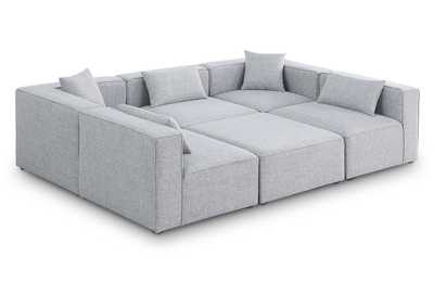 Cube Grey Durable Linen Textured Modular Sectional