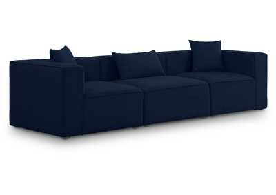 Cube Navy Durable Linen Textured Modular Sofa