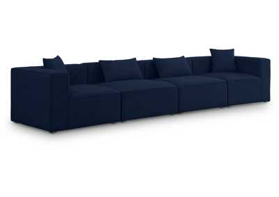 Image for Cube Navy Durable Linen Textured Modular Sofa