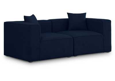 Image for Cube Navy Durable Linen Textured Modular Sofa