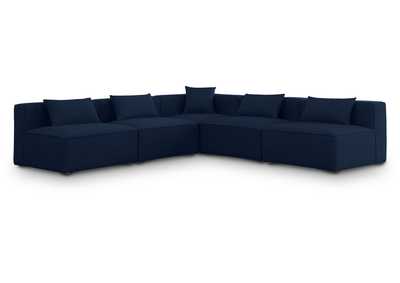 Image for Cube Navy Durable Linen Textured Modular Sectional