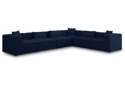 Image for Cube Navy Durable Linen Textured Modular Sectional