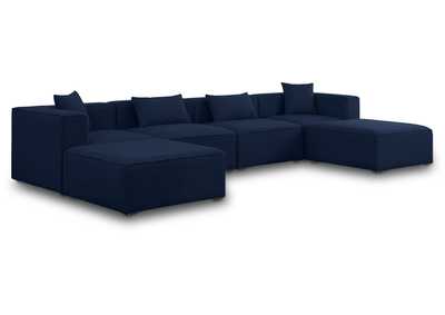 Cube Navy Durable Linen Textured Modular Sectional