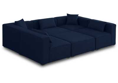 Image for Cube Navy Durable Linen Textured Modular Sectional