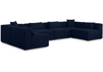 Cube Navy Durable Linen Textured Modular Sectional