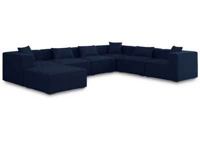 Cube Navy Durable Linen Textured Modular Sectional