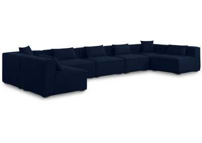 Cube Navy Durable Linen Textured Modular Sectional