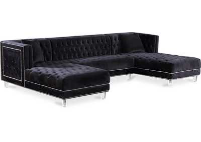 Moda Black Velvet 3 Piece Sectional