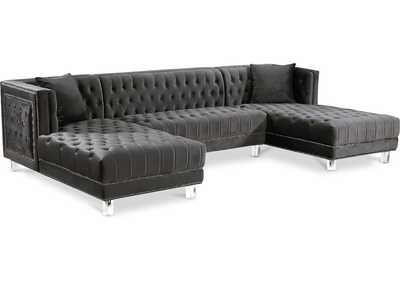 Moda Grey Velvet 3 Piece Sectional