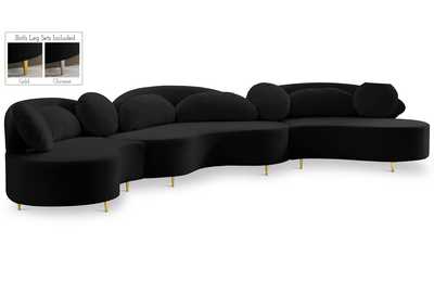 Image for Vivacious Black Velvet 3 Piece Sectional (3 Boxes)