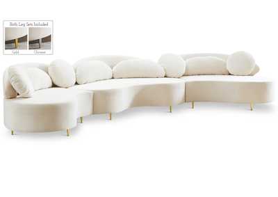 Image for Vivacious Cream Velvet 3 Piece Sectional (3 Boxes)