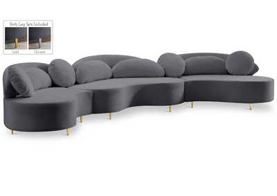 Vivacious Grey Velvet 3 Piece Sectional (3 Boxes)