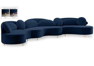 Image for Vivacious Navy Velvet 3 Piece Sectional (3 Boxes)