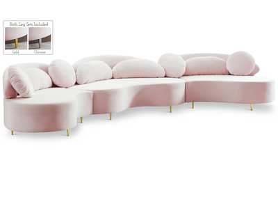 Vivacious Pink Velvet 3 Piece Sectional (3 Boxes)