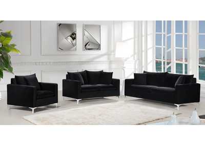 Naomi Black Velvet Sofa and Loveseat