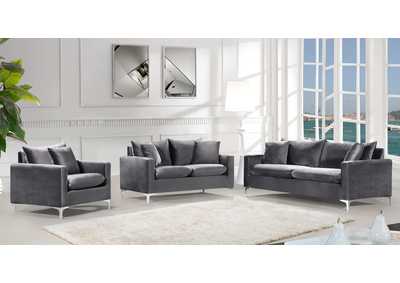 Naomi Grey Velvet Sofa and Loveseat