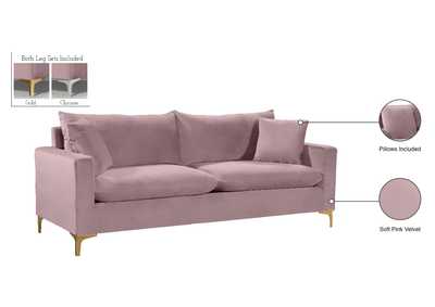 Image for Naomi Pink Velvet Sofa and Loveseat