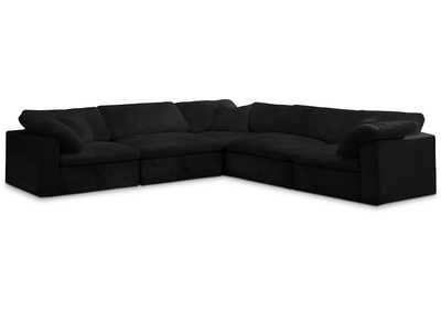 Cozy Black Velvet Comfort Modular Sectional