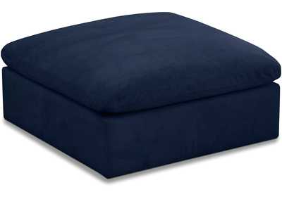 Cozy Navy Velvet Ottoman