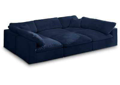 Image for Cozy Navy Velvet Comfort Modular Sectional