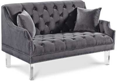 Roxy Grey Velvet Loveseat