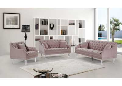 Roxy Pink Velvet Sofa and Loveseat