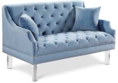 Image for Roxy Sky Blue Velvet Loveseat