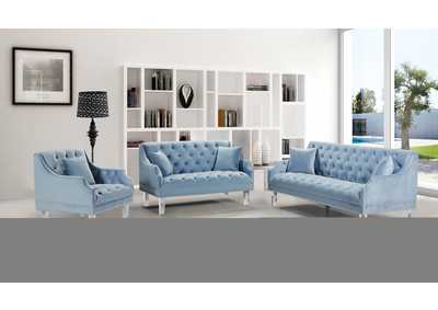 Roxy Sky Blue Velvet Sofa and Loveseat