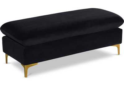 Naomi Black Velvet Ottoman