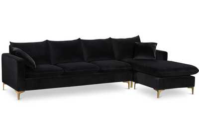 Naomi Black Velvet 2 Piece Reversible Sectional