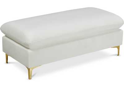 Naomi Cream Velvet Ottoman