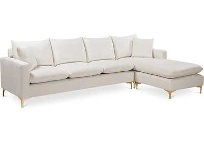 Naomi Cream Velvet 2 Piece Reversible Sectional