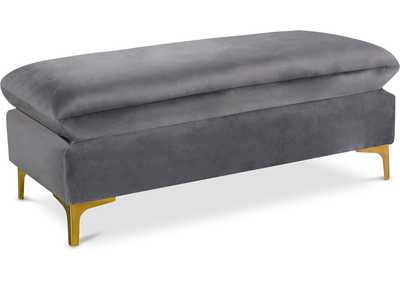 Naomi Grey Velvet Ottoman