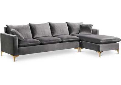 Naomi Grey Velvet 2 Piece Reversible Sectional