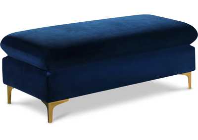 Naomi Navy Velvet Ottoman