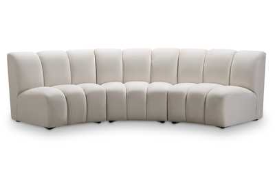 Infinity Cream Velvet 3 Piece Modular Sectional