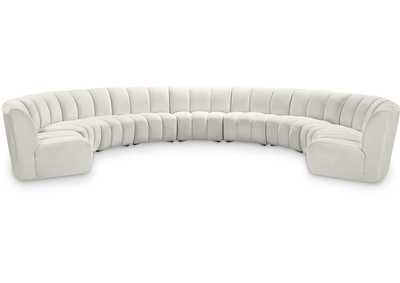 Infinity Cream Velvet 9 Piece Modular Sectional