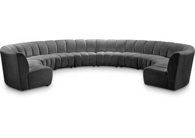 Infinity Grey Velvet 10 Piece Modular Sectional