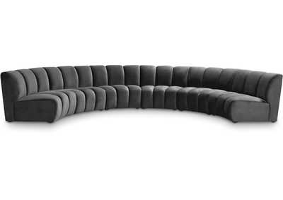 Infinity Grey Velvet 6 Piece . Modular Sectional