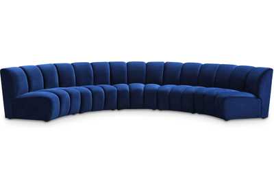 Infinity Navy Velvet 5 Piece Modular Sectional