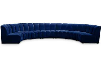 Infinity Navy Velvet 7 Piece Modular Sectional