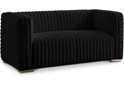 Image for Ravish Black Velvet Loveseat