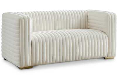 Ravish Cream Velvet Loveseat