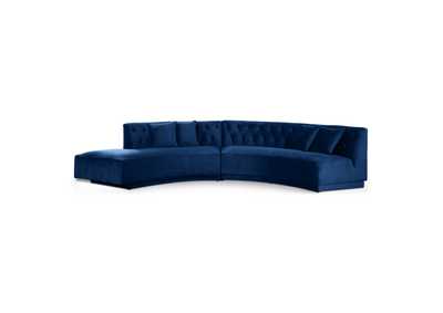 Kenzi Navy Velvet 2 Piece Sectional