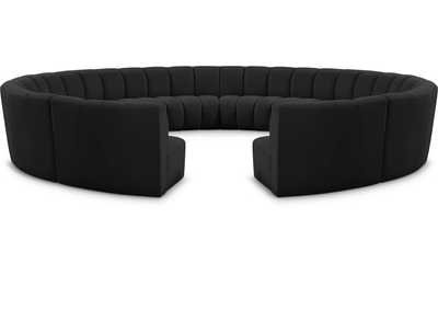 Infinity Black Boucle Fabric 12 Piece Modular Sectional