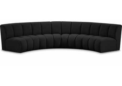 Infinity Black Boucle Fabric 4 Piece Modular Sectional