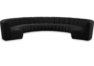 Infinity Black Boucle Fabric 9 Piece Modular Sectional