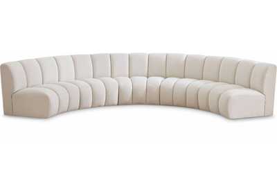 Infinity Cream Boucle Fabric 5 Piece Modular Sectional