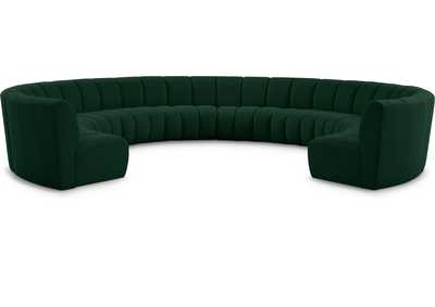 Infinity Green Boucle Fabric 10 Piece Modular Sectional