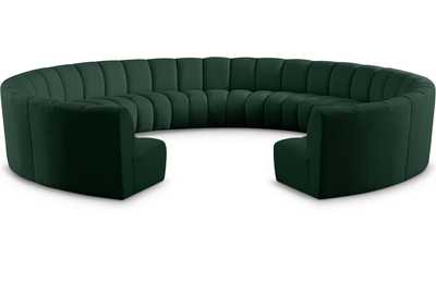 Infinity Green Boucle Fabric 11 Piece Modular Sectional